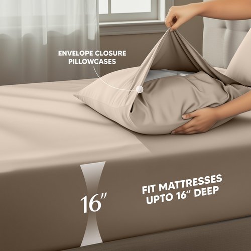 Utopia Bedding Full Sheet Set – 4 Piece Bed Sheets for Full Size Bed, Soft and Breathable Microfiber, Includes 1 Fitted Sheet, 1 Flat Sheet and 2 Pillowcases (Beige)