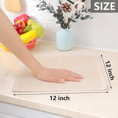 Homaxy 100% Cotton Waffle Weave Dish Cloths - Ultra Soft & Absorbent Quick-Drying Towels | 12x12 Inches, 24-Pack, Beige