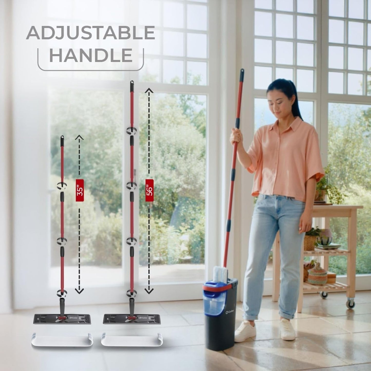 O-Cedar H2prO Flat Mop System - Quick Cleaning Tool with Machine Washable Microfiber Pad | Safe for Wood, Vinyl, Tile