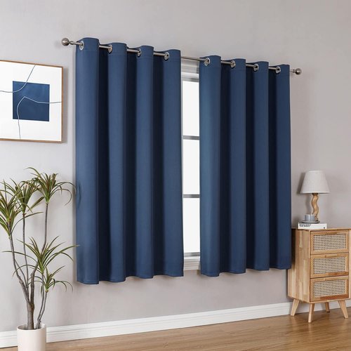 ChrisDowa Blackout Curtains - Thermal Insulated Room Darkening Panels Set (Stone Blue, 52 x 63 Inch)