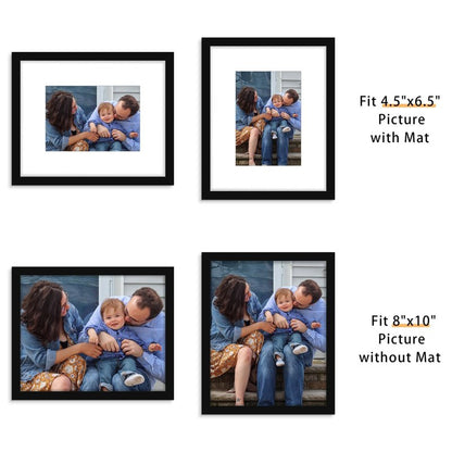 Picrit 8x10 Picture Frame Set of 12, Display 5x7 with Mat or 8x10 without Mat, Photo Frames for Wall Mounting or Table Top Display, Black
