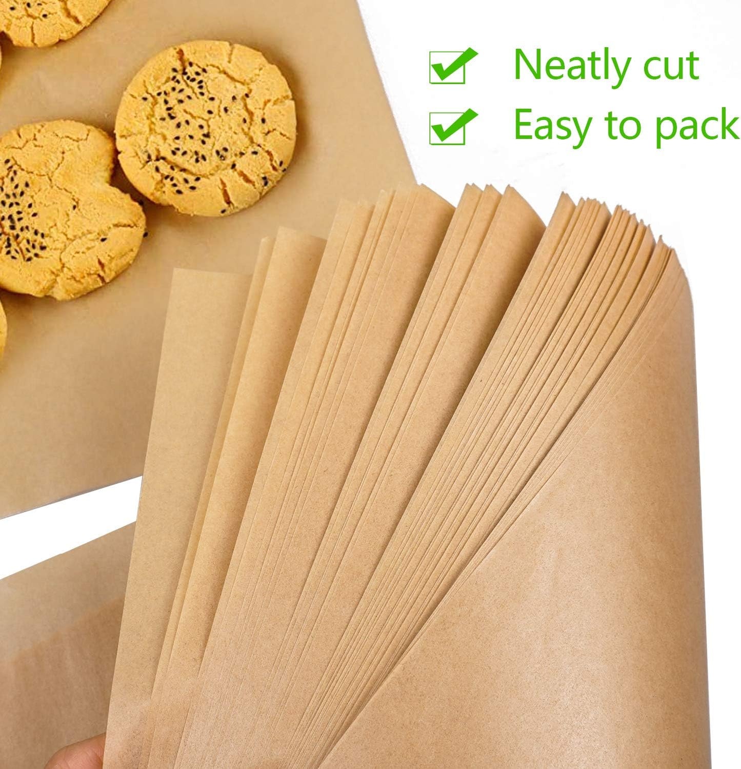 QYH Parchment Paper Sheets - 100 Unbleached Precut Baking Sheets | 8x12 Inches for Cookies, Frying & Grilling