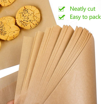 QYH Parchment Paper Sheets - 100 Unbleached Precut Baking Sheets | 8x12 Inches for Cookies, Frying & Grilling