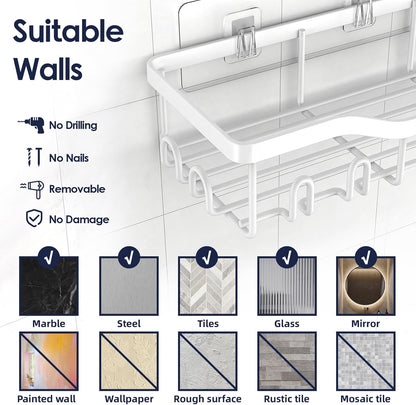 NESOMI Shower Caddy - Rustproof Stainless Steel Organizer with Large Capacity | 7-Pack No-Drill Rack