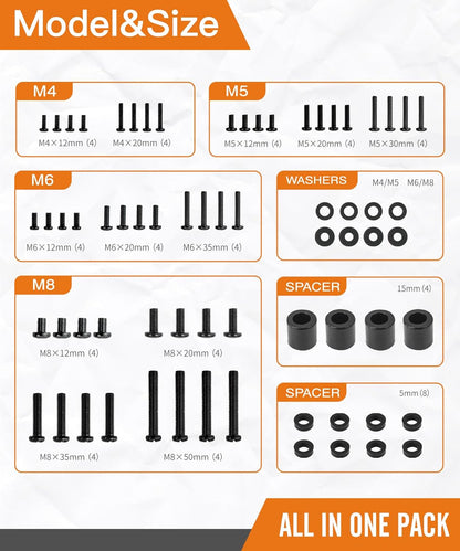 Universal TV Mounting Hardware Kit by [Brand Name] - M4 M5 M6 M8 Screws, Washers & Spacers for TVs up to 80”