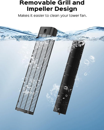 Tower Fan - 40-Inch Oscillating Cooling Fan with Remote, 30dB Quiet Operation, 6 Speeds & 12H Timer