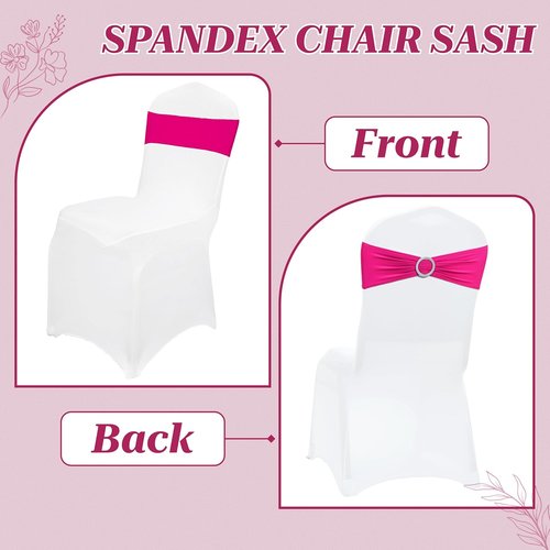 MDS Spandex Chair Sashes - Universal Fit Elastic Stretch Bands with Buckle Slider - Pack of 125 | Magenta