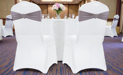 MDS Premium Stretch Spandex Chair Sashes - Pack of 100 with Buckle Slider for Weddings & Events | Silver Gray