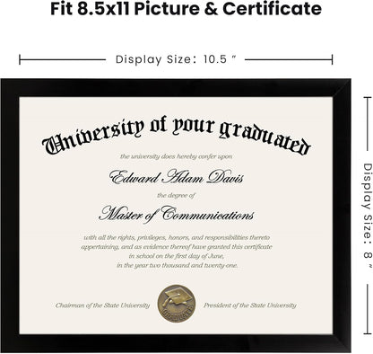Upsimples Certificate Frame - High Definition Glass Diploma Frames | 8.5x11 Inch, Black, 5 Pack