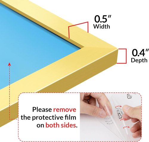 LaVie Home 5x7 Picture Frame - Elegant Gold Design with HD Plexiglas | Vertical & Horizontal Display