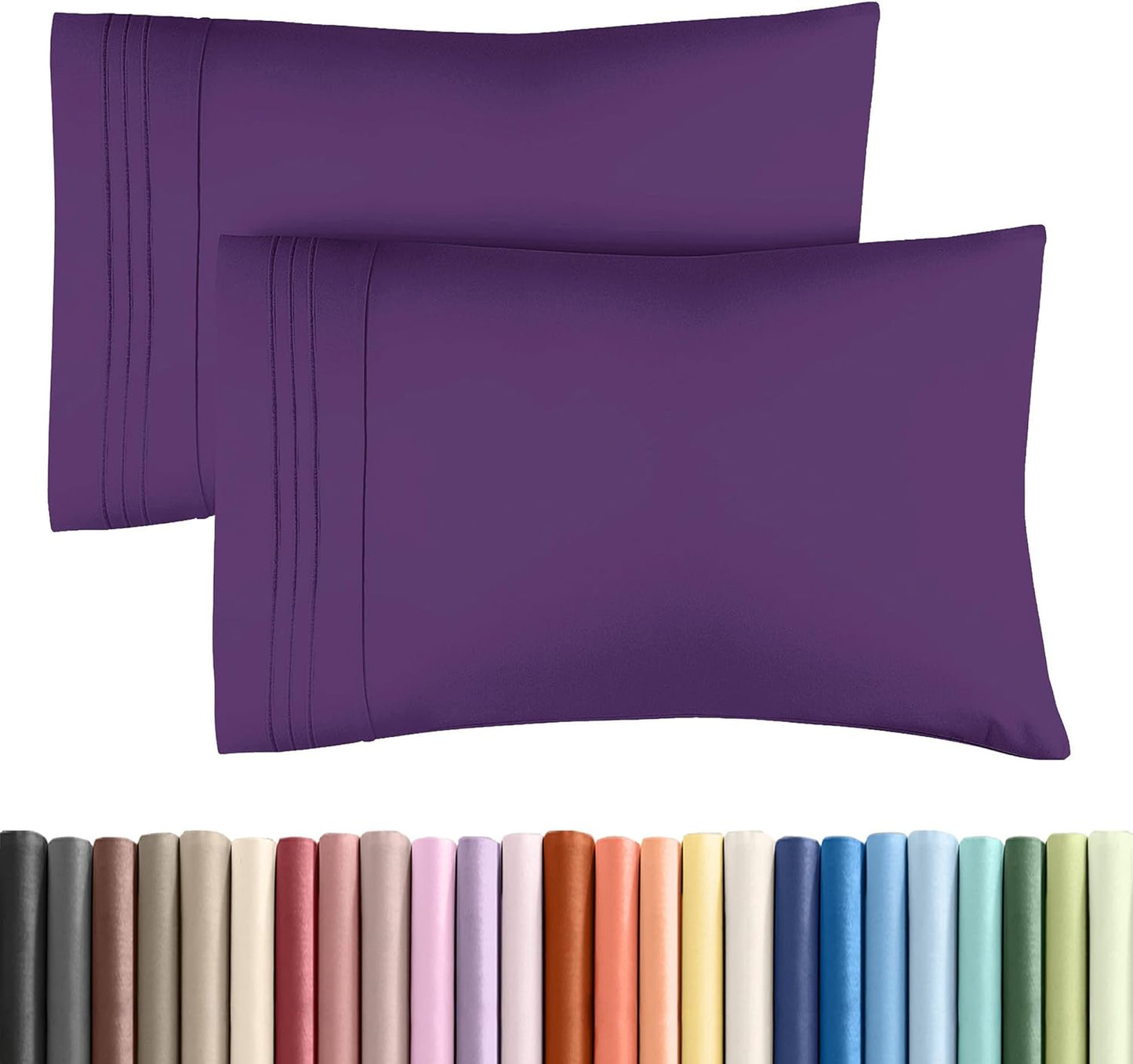 Skiennix Queen Pillow Cases Set of 2 - Ultra Soft Hotel Quality - Wrinkle Free & Stain Resistant - Purple