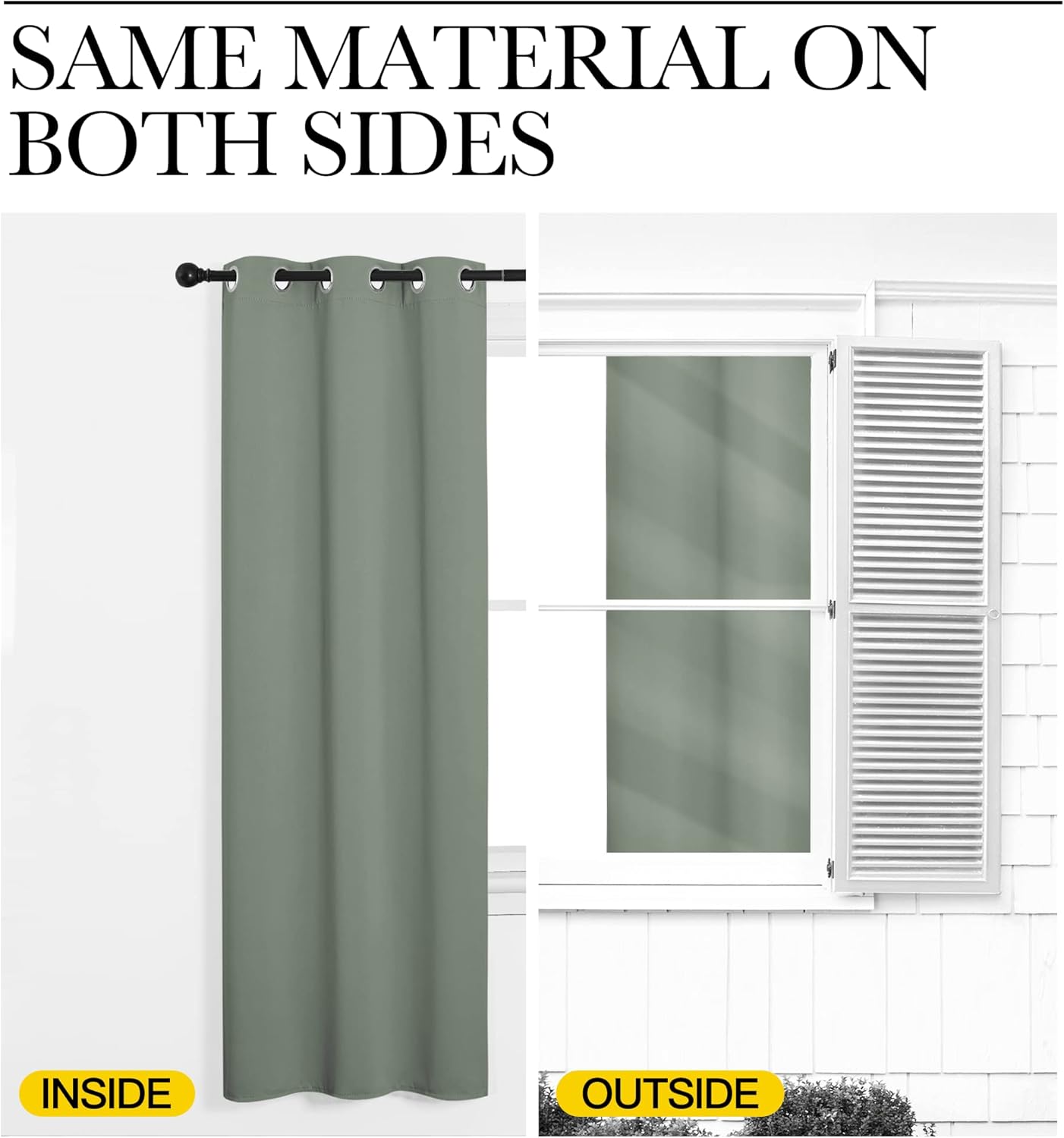 NICETOWN Blackout Curtain Panels - Thermal Insulated Drapes in Greyish Green | 55 x 68 Inches, 1 Pair