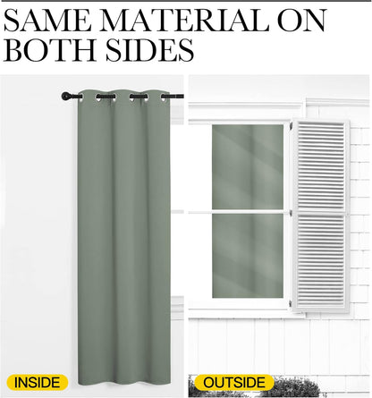 NICETOWN Blackout Curtain Panels - Thermal Insulated Drapes in Greyish Green | 55 x 68 Inches, 1 Pair