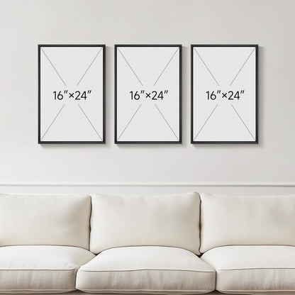 Skiennix Framed Neutral Abstract Wall Art - Set of 3 Modern Canvas Prints for Living Room | 16x24 Inch