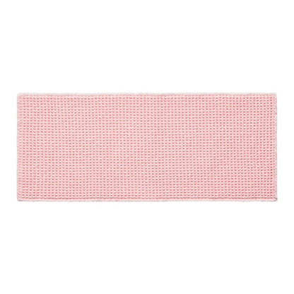 TYUU Light Peachy Pink Long Bathroom Rugs, Waffle Runner Rug Bathroom Non Slip Washable Quick Dry Cute Bath Mat Boho Farmhouse Bath Mat, 72"x24" Light Peachy Pink