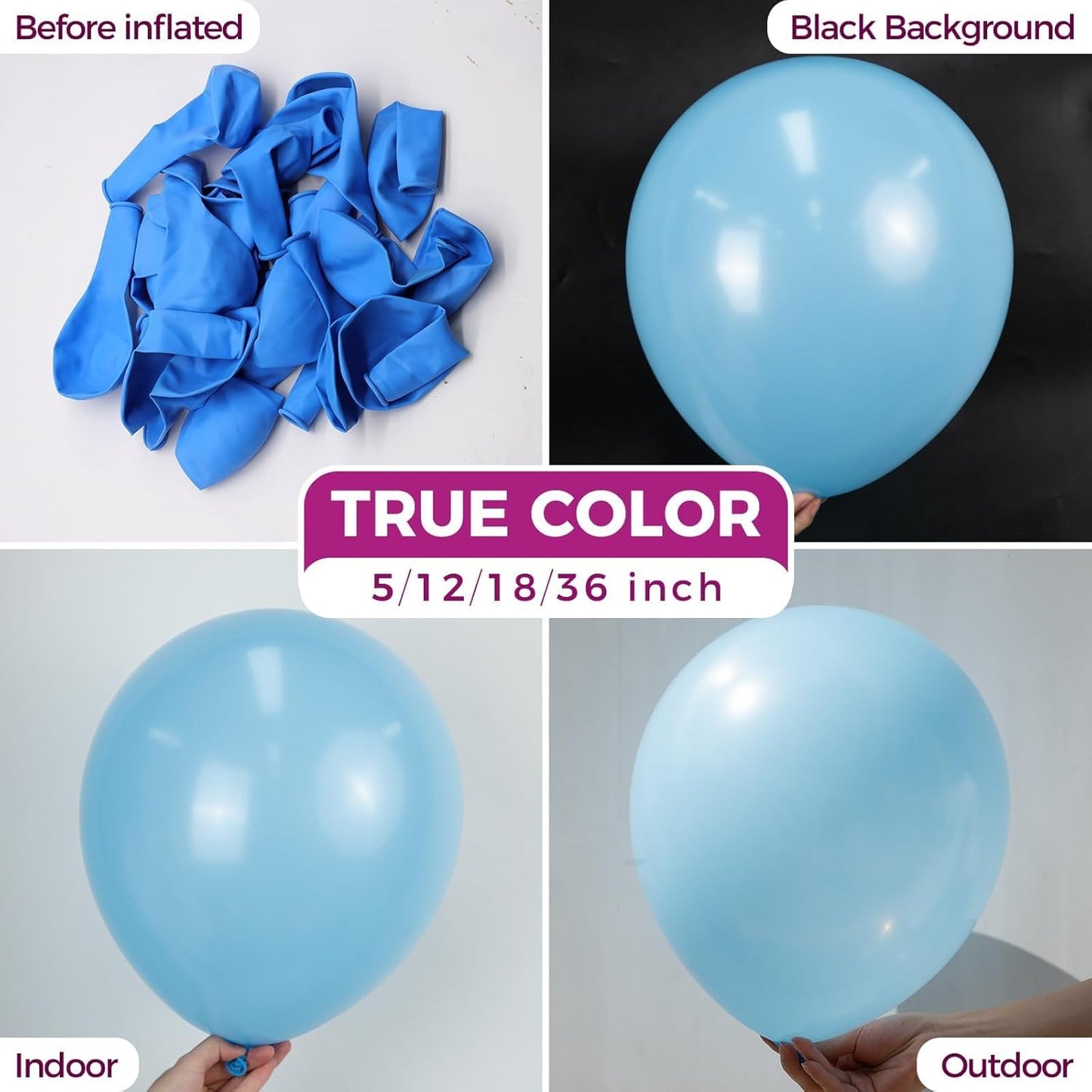 Bezente Blue Balloons - 150 Pack of 5-Inch Matte Light Blue Latex Balloons for Parties & Events