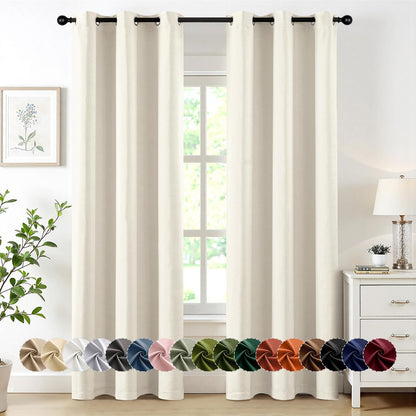 MIULEE Blackout Curtains - Thermal Insulated Room Darkening Drapes | 72-Inch Beige & White Grommet Panels