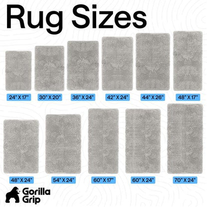 GORILLA GRIP Bath Rug Mat 48x17, Soft Absorbent Chenille, Quick Dry Microfiber Mats, Rubber Backing Washable Shower Floor Rugs, Bathmat Runner, US Designed Bathroom Home Decor Accessories Light Gray