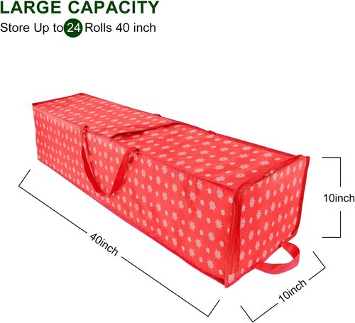 Christmas Wrapping Paper Storage Containers - 40 Inch Organizer for 20 Rolls | Breathable Fabric, Square Design