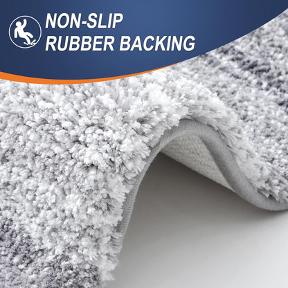 OLANLY Bathroom Runner Rug - Extra Soft Microfiber Mat with Rubber Backing | Quick Dry, Washable, 59x20, Light Grey
