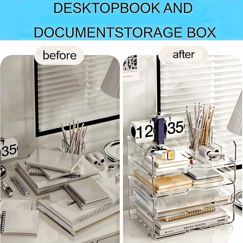 DCA Large Capacity Desk Organizer - 4-Tier File Organizer for Office, Home & School - Stackable Design