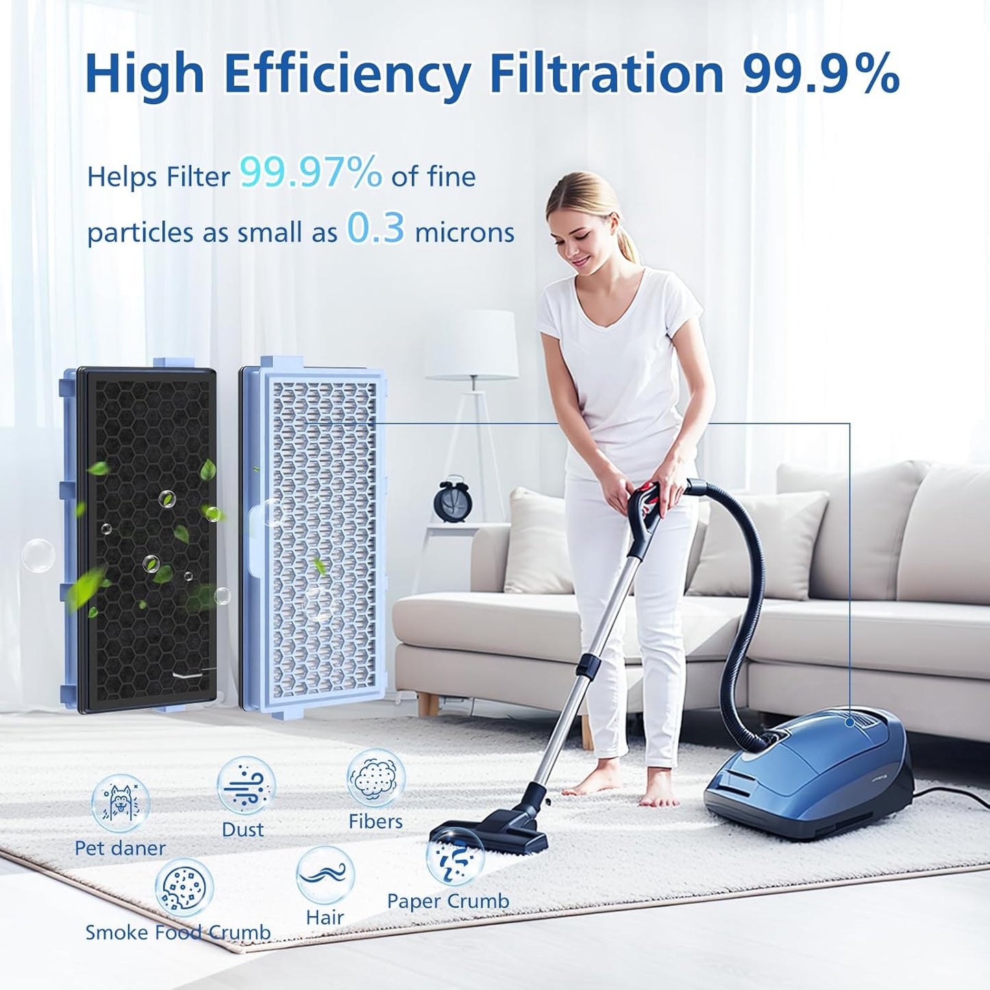 Miele SF-HA 50 HEPA Filters - 3 Pack for Miele Compact C1/C2 & Complete C2/C3 Vacuums