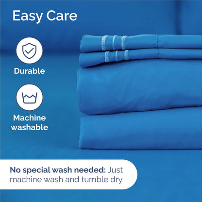 Royal Blue Split King Size 5-Piece Sheet Set | Comfy, Breathable & Cooling Hotel Luxury Bedding