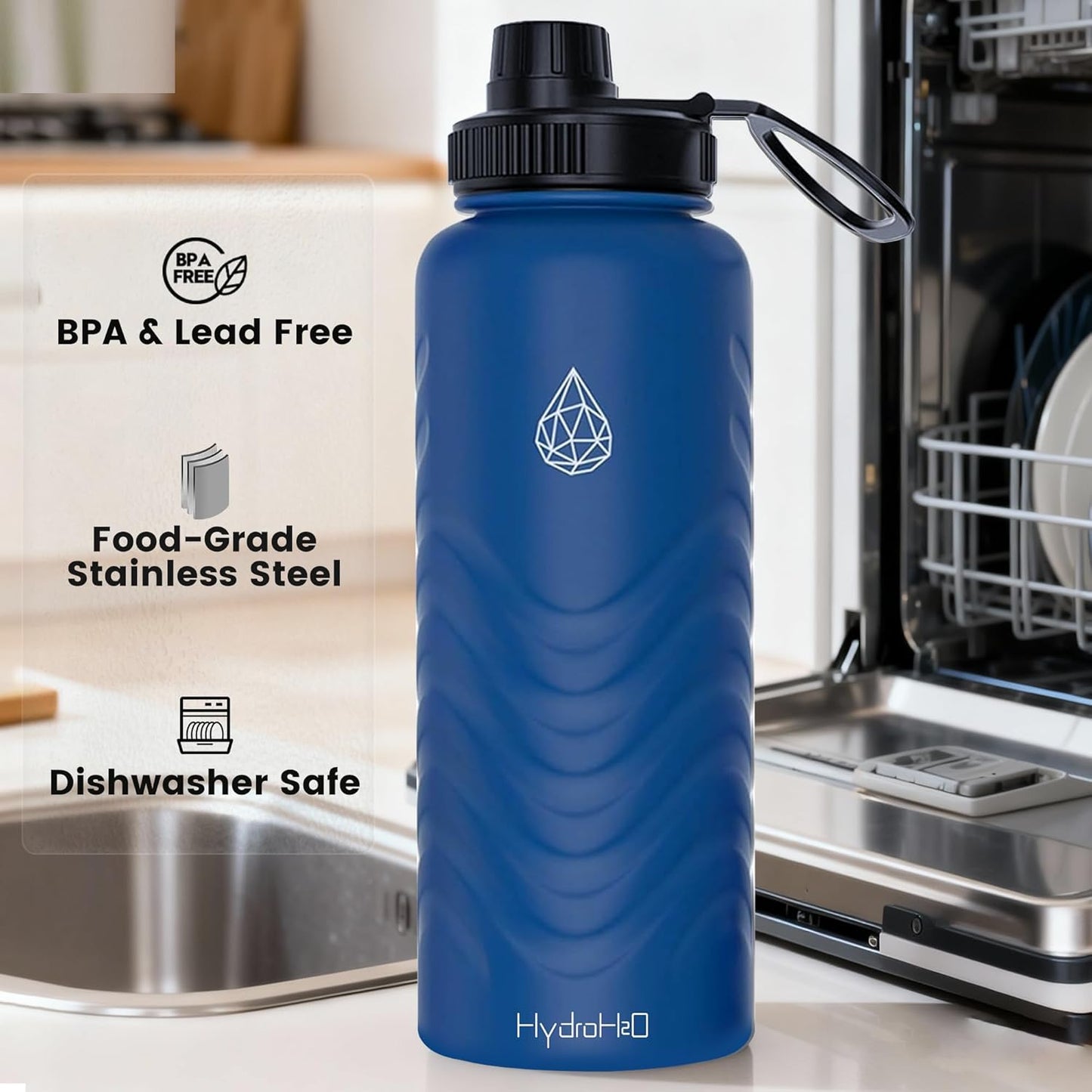 Skiennix 32oz Stainless Steel Insulated Water Bottle - 48H Cold & 24H Hot, Leak-Proof, BPA-Free | Blue