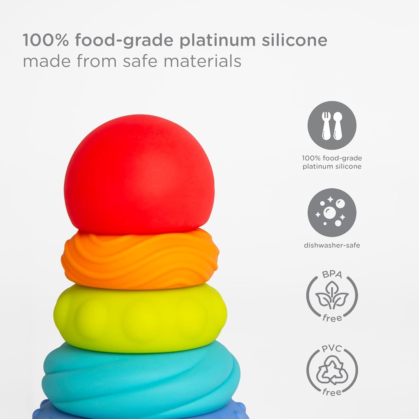 Ubbi Baby Teether Totter - Multi-Textured Food-Grade Silicone Teething Toy | 6-Piece Set for Early Development
