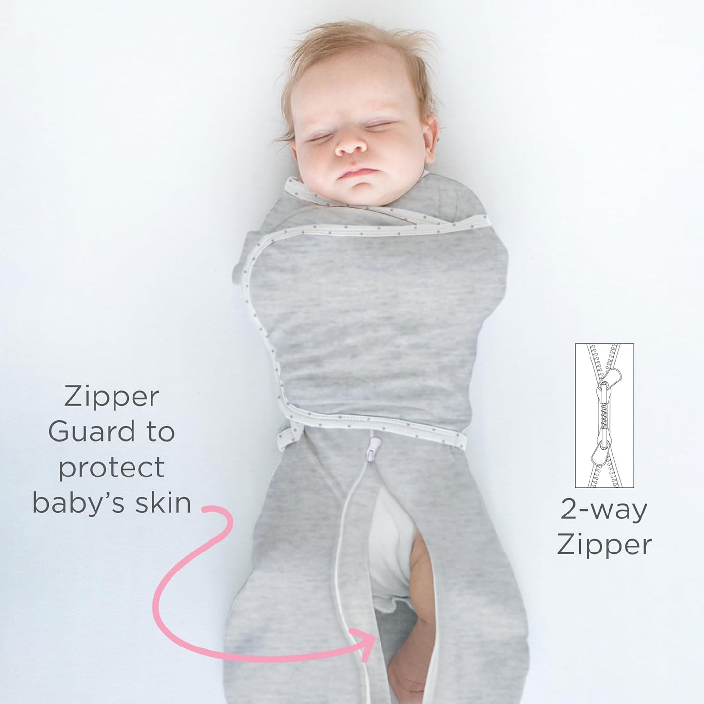 SwaddleDesigns 6-Way Omni Swaddle Sack - Arms Up Design for Newborns | Enhances Sleep, Small, 0-3 Months, Heathered Gray