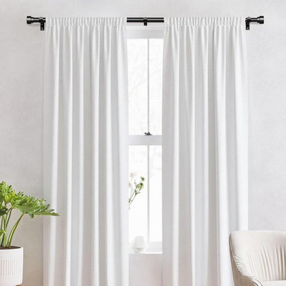 IFELS Heavy Duty Curtain Rods - Adjustable 66 to 120 Inch Black Drapery Rods with Modern Design & Easy Installation