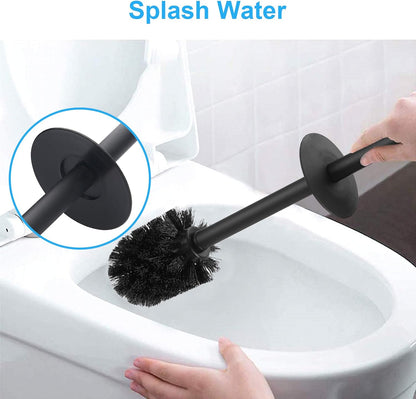 BGL Stainless Steel Toilet Brush - Durable Holder with 2 Black Bristle Heads for Effective Cleaning