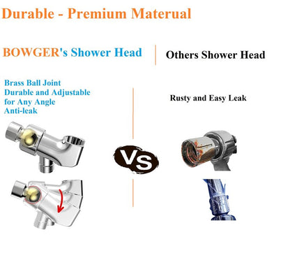 Shower Head with Handheld High Pressure-Full Body Coverage Powerful Rain Showerhead Extra 60" Long Hose and Adjustable Brass Joint Holder- The Perfect Detachable Heads for Bathroom Upgrade