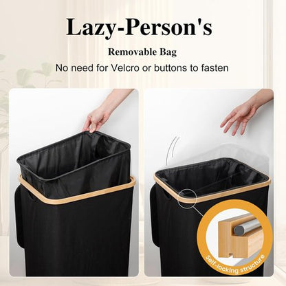 Foluck Large Laundry Hamper - 100L Waterproof Basket with Lid & Removable Bag | Collapsible Design, Black