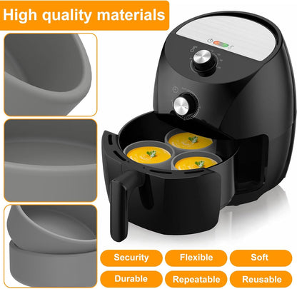 Skiennix Silicone Air Fryer Egg Mold - 3 Pcs Reusable Nonstick Poached Cups | BPA Free & Dishwasher Safe