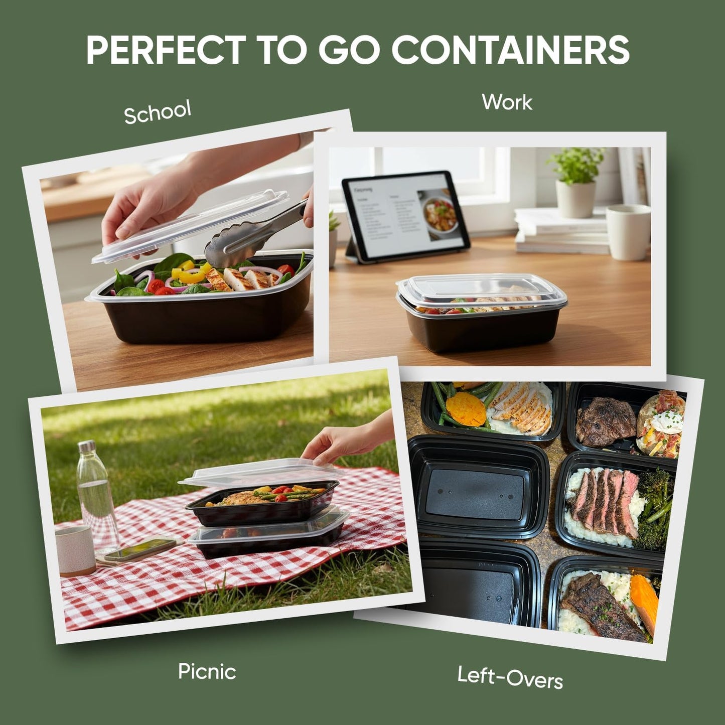 Skiennix 32 oz Meal Prep Containers - 50 Pack Reusable, BPA-Free, Leakproof & Stackable | Microwave & Dishwasher Safe