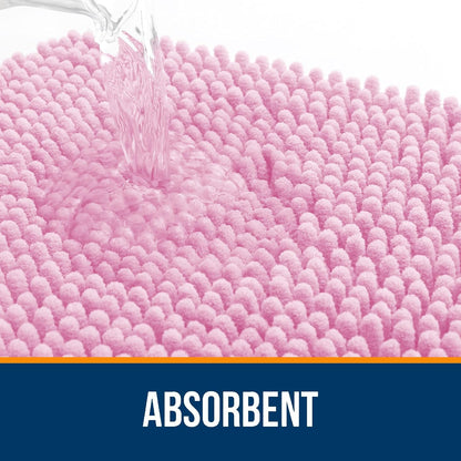 OLANLY Bathroom Rugs - Extra Soft Absorbent Chenille Bath Mats | Quick Dry, Machine Washable, 36x24, Pink