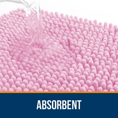 OLANLY Bathroom Rugs 59x20, Extra Soft Absorbent Chenille Bath Rugs, Rubber Backing Quick Dry, Machine Washable Bath Mats for Bathroom Floor, Tub and Shower, Home Decor Accessories, Pink
