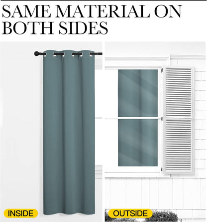 NICETOWN Modern Blackout Curtains - Noise Reducing & Thermal Insulated Drapes | Greyish Blue, 2 Panels (W42 x L68-Inch)