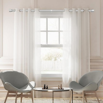 Hradecti Silver Curtain Rod - Heavy Duty Adjustable Telescopic Design | Fits 30-144 Inch Windows
