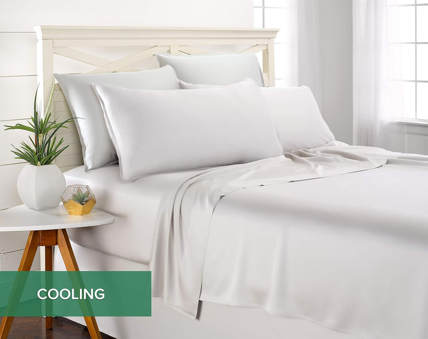 Pure Bamboo King Sheets - 100% Organic Viscose Bed Sheet Set, Soft & Cooling | King Size, White (Pack of 2)