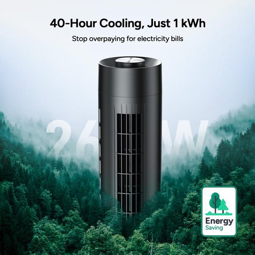 DR.PREPARE  Tower Fan, 28 dB Quiet Desk Fan, 3‑Speeds, 80° Oscillation, Detachable Washable Bladeless Design, 16 Inch Portable Table Fan for Room, Home, Office,Black