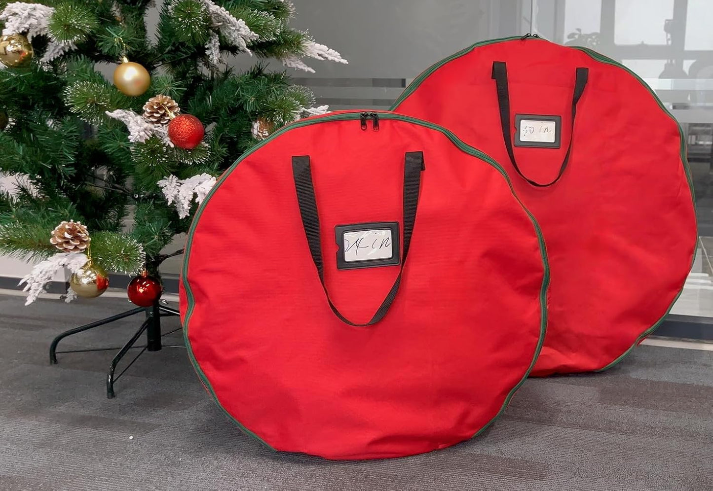 Skiennix Wreath Storage Container - Heavy Duty 600D Oxford Cloth for 30x7 Inch Holiday Wreaths