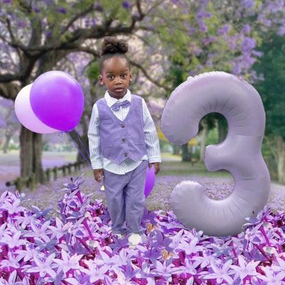 Skiennix 40-Inch Cream Purple Number Balloons - Perfect for 2nd, 12th, 21st Birthdays & Celebrations