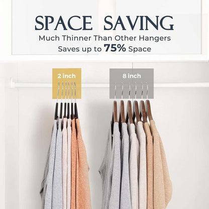 HOUSE DAY Black Velvet Hangers - Heavy Duty Non-Slip Felt Clothes Hangers | 60 Pack for Closet Organization