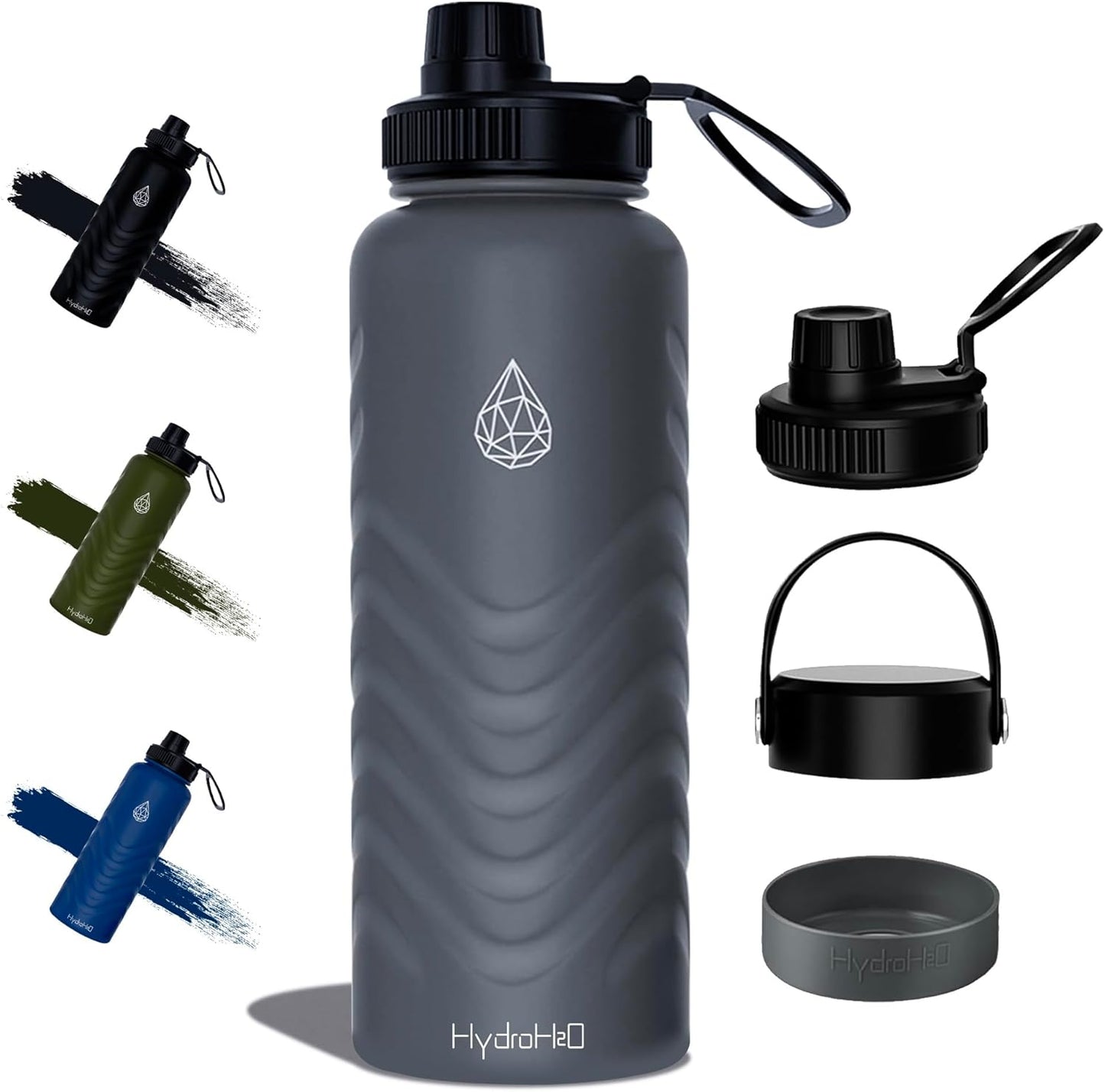 Skiennix 24oz Stainless Steel Insulated Water Bottle - 48H Cold & 24H Hot, Leak-Proof, BPA-Free | Grey