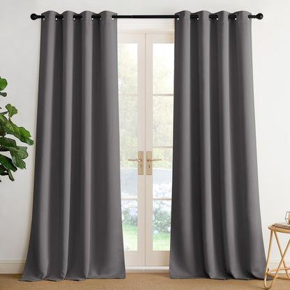 NICETOWN Room Darkening Draperies Curtains Panels, 2 Panels Grey W52 x L108