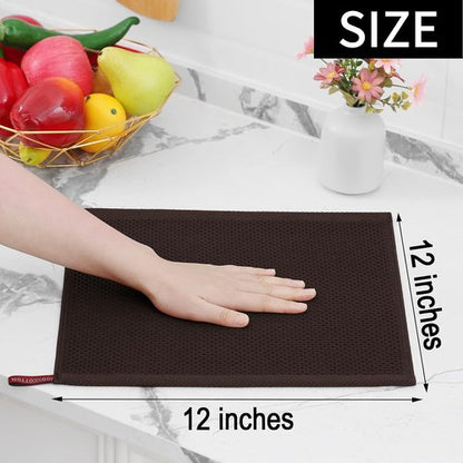 Homaxy 100% Cotton Waffle Weave Dish Cloths - Ultra Soft & Absorbent Quick Drying, 12-Pack, Dark Brown