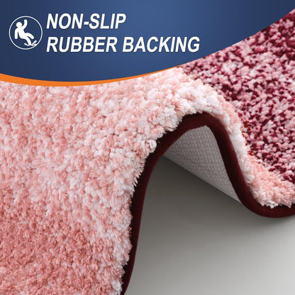 OLANLY Bathroom Runner Rugs - Extra Soft Microfiber Mat 70x24 | Quick Dry, Washable, Rubber Backing - Red