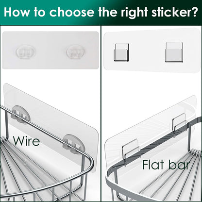 Skiennix Shower Caddy Adhesive Replacement Stickers - 4 Pack with 3 Hooks for Easy Installation